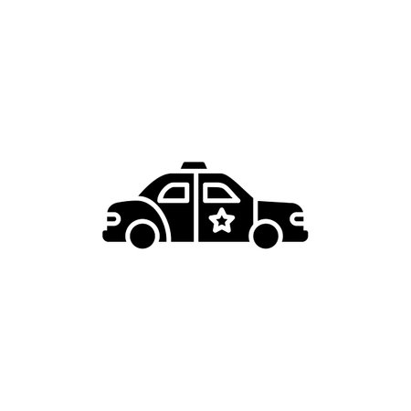police car icon. transportation and vehicle icon solid style. perfect use for icon, logo, illustration, website, and more. icon design solid styleのイラスト素材