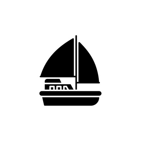 sail boat vector icon. transportation and vehicle icon solid style. perfect use for icon, logo, illustration, website, and more. icon design solid styleのイラスト素材