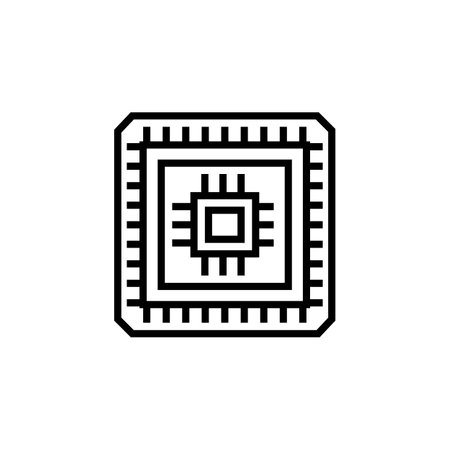 processor vector icon. computer component icon outline style. perfect use for logo, presentation, website, and more. simple modern icon design line styleのイラスト素材