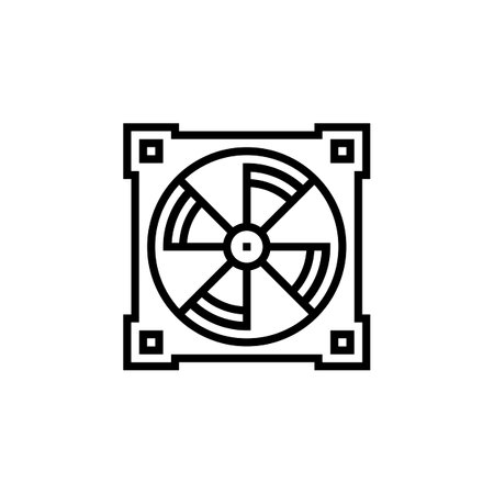 computer fan vector icon. computer component icon outline style. perfect use for logo, presentation, website, and more. simple modern icon design line styleのイラスト素材