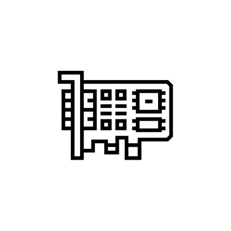 sound card vector icon. computer component icon outline style. perfect use for logo, presentation, website, and more. simple modern icon design line styleのイラスト素材