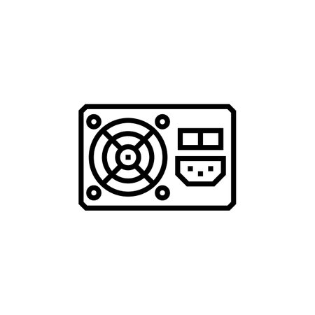 power supply vector icon. computer component icon outline style. perfect use for logo, presentation, website, and more. simple modern icon design line styleのイラスト素材