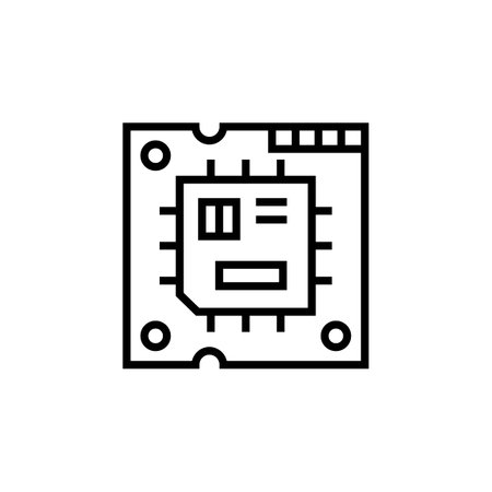 cpu vector icon. computer component icon outline style. perfect use for logo, presentation, website, and more. simple modern icon design line styleのイラスト素材