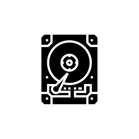 hard disk vector icon. computer component icon solid style. perfect use for logo, presentation, website, and more. simple modern icon design solid styleのイラスト素材