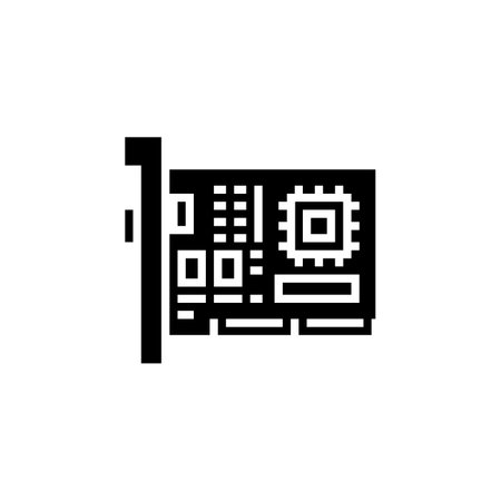 network card vector icon. computer component icon solid style. perfect use for logo, presentation, website, and more. simple modern icon design solid styleのイラスト素材