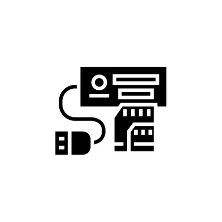 card reader vector icon. computer component icon solid style. perfect use for logo, presentation, website, and more. simple modern icon design glyph styleのイラスト素材