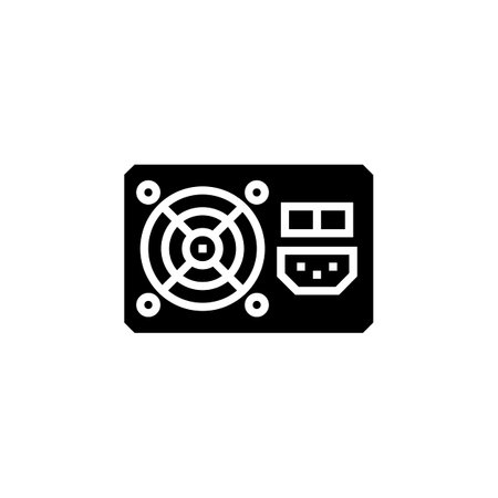 power supply vector icon. computer component icon solid style. perfect use for logo, presentation, website, and more. simple modern icon design solid styleのイラスト素材