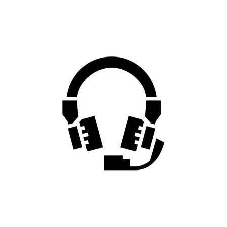 headset vector icon. computer component icon solid style. perfect use for logo, presentation, website, and more. simple modern icon design solid styleのイラスト素材