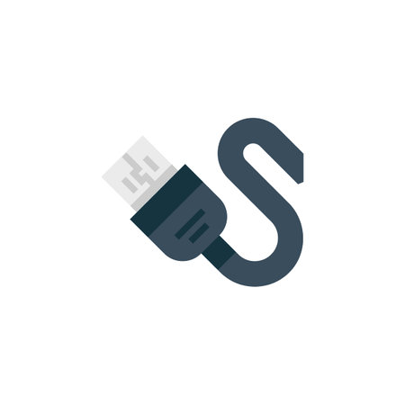 usb cable vector icon. computer component icon flat style. perfect use for logo, presentation, website, and more. simple modern icon design flat styleのイラスト素材