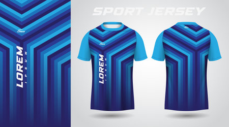 blue shirt soccer football sport jersey template design mockup. Soccer jersey template for football kit or sports uniform. Vector Illustrationのイラスト素材