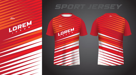red soccer jersey or football jersey template design for sportswear. Football t-shirt mockup. Vector Illustrationのイラスト素材