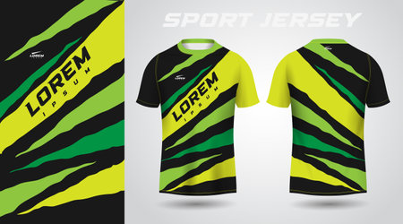 green shirt soccer football sport jersey template design mockupのイラスト素材
