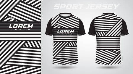 black white shirt soccer football sport jersey template design mockup. Soccer jersey or football kit template for sportswear. Vector Illustrationのイラスト素材