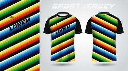 colorful shirt soccer football sport jersey template design mockup. Soccer jersey template for football kit or soccer uniform. Vector illustrationのイラスト素材