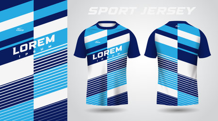 blue shirt soccer football sport jersey template design mockup. Soccer jersey template for football kit or sports uniform. Vector illustrationのイラスト素材