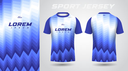 blue shirt soccer football sport jersey template design mockup. Soccer jersey template for sportswear. Vector Illustration.のイラスト素材