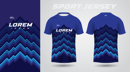 blue shirt soccer football sport jersey template design mockup. Soccer jersey or football jersey template for sportswear and t-shirt design. Vector Illustrationのイラスト素材