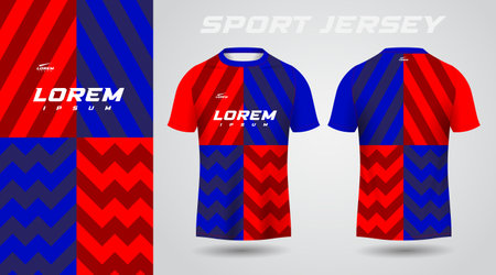 blue red shirt soccer football sport jersey template design mockupのイラスト素材