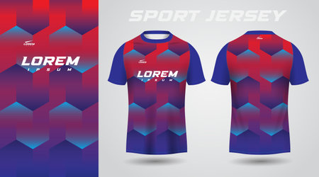 blue red shirt soccer football sport jersey template design mockupのイラスト素材