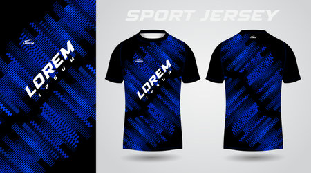 blue black shirt soccer football sport jersey template design mockup. Soccer jersey or football kit template for sportswear. Vector Illustrationのイラスト素材