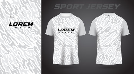white gray soccer jersey or football jersey template design for sportswear. Football t-shirt mockupのイラスト素材
