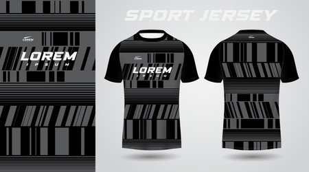 black shirt soccer football sport jersey template design mockup. Soccer jersey template for football kit or soccer uniform. Vector illustrationのイラスト素材