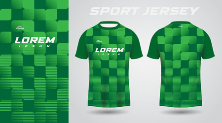 green shirt soccer football sport jersey template design mockupのイラスト素材