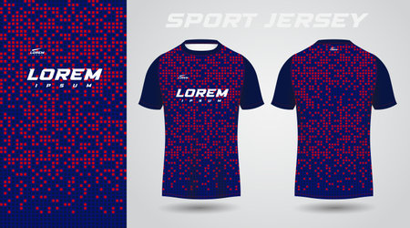 blue red shirt soccer football sport jersey template design mockupのイラスト素材