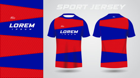 blue red shirt soccer football sport jersey template design mockupのイラスト素材