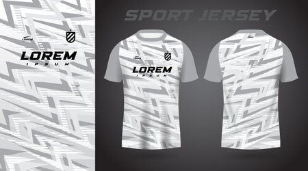 white gray soccer jersey or football jersey template design for sportswear. Football t-shirt mockupのイラスト素材