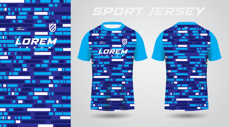 blue shirt soccer football sport jersey template design mockup. Soccer jersey template for football kit or soccer uniform. Vector Illustrationのイラスト素材