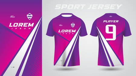 purple pink shirt soccer football sport jersey template design mockup. Soccer jersey template for sportswear and football kit. Vector illustrationのイラスト素材