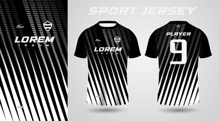 black white shirt soccer football sport jersey template design mockup. Soccer jersey or football kit template for sportswear. Vector illustrationのイラスト素材