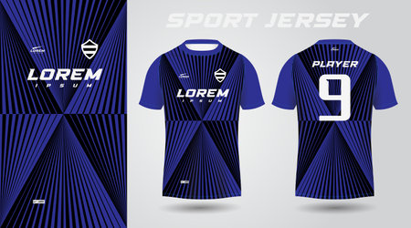 blue black shirt soccer football sport jersey template design mockup. Soccer jersey template for football kit or soccer uniform. Design for football kit. Vector illustrationのイラスト素材