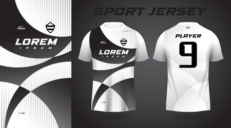 black white shirt soccer football sport jersey template design mockup. Soccer jersey and t-shirt sport design template for football club. Vector Illustrationのイラスト素材