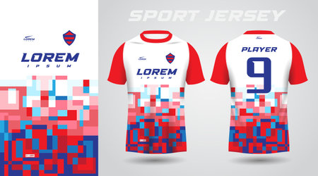 blue red shirt soccer football sport jersey template design mockupのイラスト素材