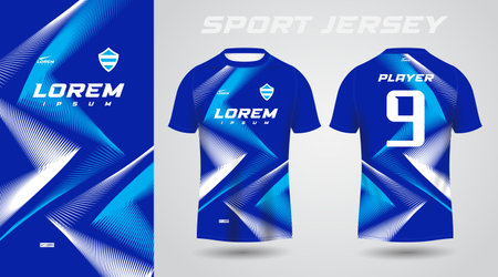 blue shirt soccer football sport jersey template design mockup. Soccer jersey or football kit template for football kit. Football t-shirt designのイラスト素材