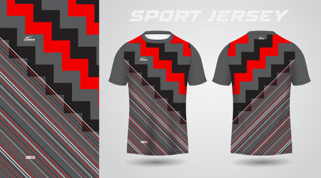 red black shirt soccer football sport jersey template design mockup. Soccer jersey template for football kit or soccer uniform. Vector Illustrationのイラスト素材