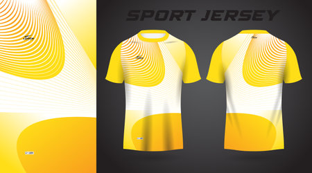 yellow shirt soccer football sport jersey template design mockup. T-Shirt Design Template for Soccer, Football, Volleyball, Rugby, Sportswear.のイラスト素材