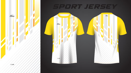 yellow shirt soccer football sport jersey template design mockup. Soccer jersey template for football kit or soccer uniform. Vector Illustrationのイラスト素材