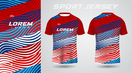 blue red shirt soccer football sport jersey template design mockupのイラスト素材