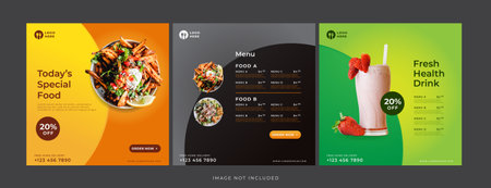 food menu restaurant banner for social media templateのイラスト素材