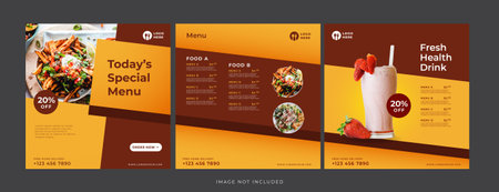 food menu restaurant banner for social media templateのイラスト素材