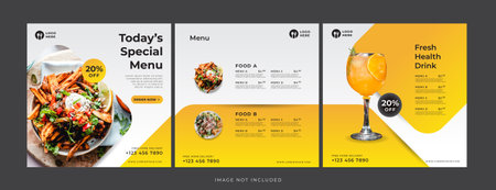 food menu restaurant banner for social media templateのイラスト素材
