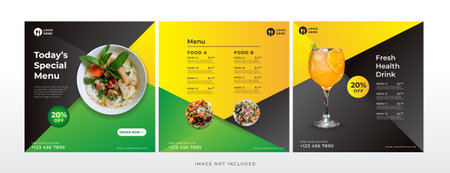 food menu restaurant banner for social media templateのイラスト素材