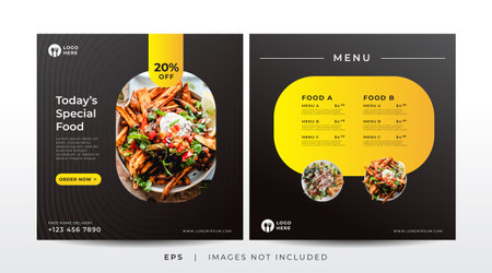 food menu restaurant banner for social media templateのイラスト素材