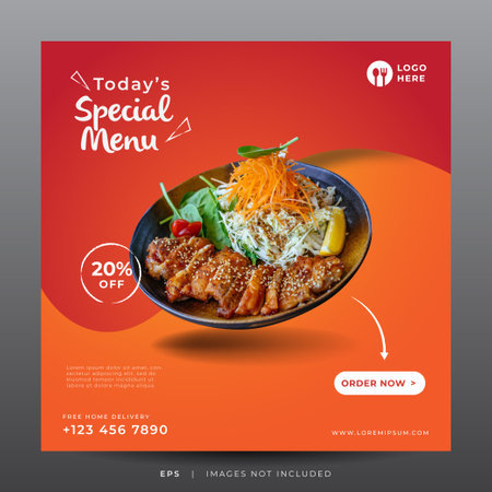 food menu restaurant banner for social media templateのイラスト素材