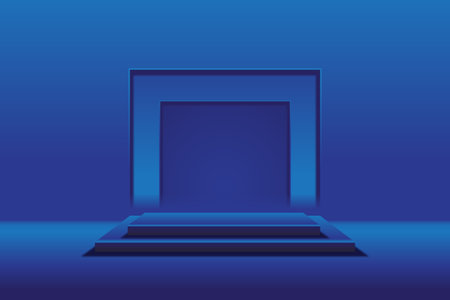 Blue podium on a blue background. Vector illustration. EPS 10.のイラスト素材