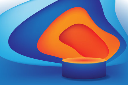 Abstract background for product display. Vector illustration. Blue and orange colors.