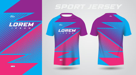 blue pink purple shirt soccer football sport jersey template design mockupのイラスト素材